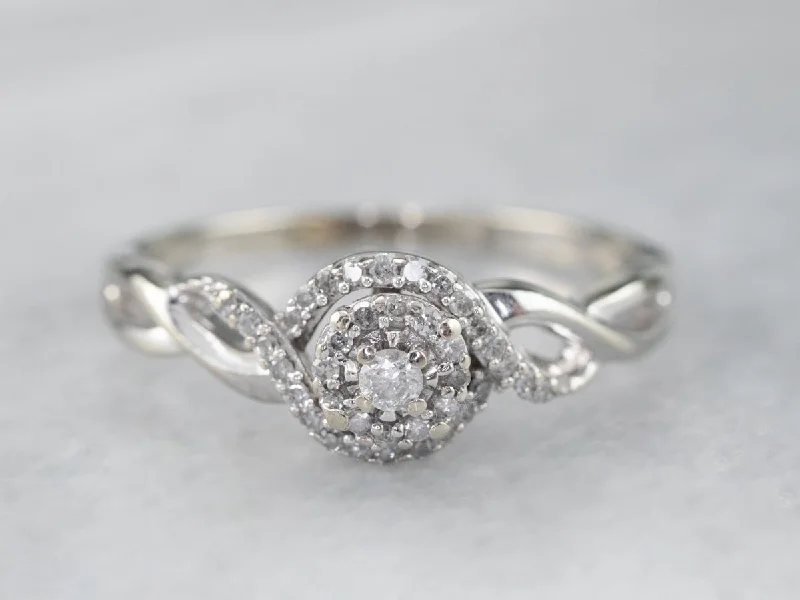 Green Engagement Rings -Looping Diamond Halo Engagement Ring