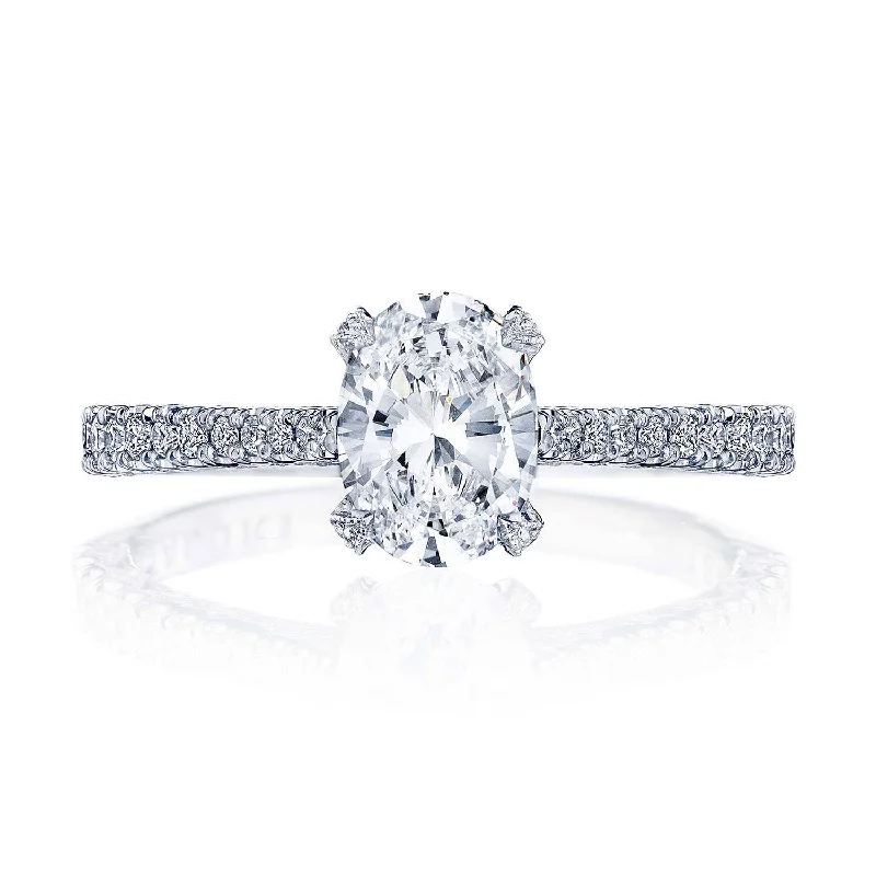 Luxury Engagement Rings -Petite Crescent | Oval Solitaire Engagement Ring HT2578OV75X55