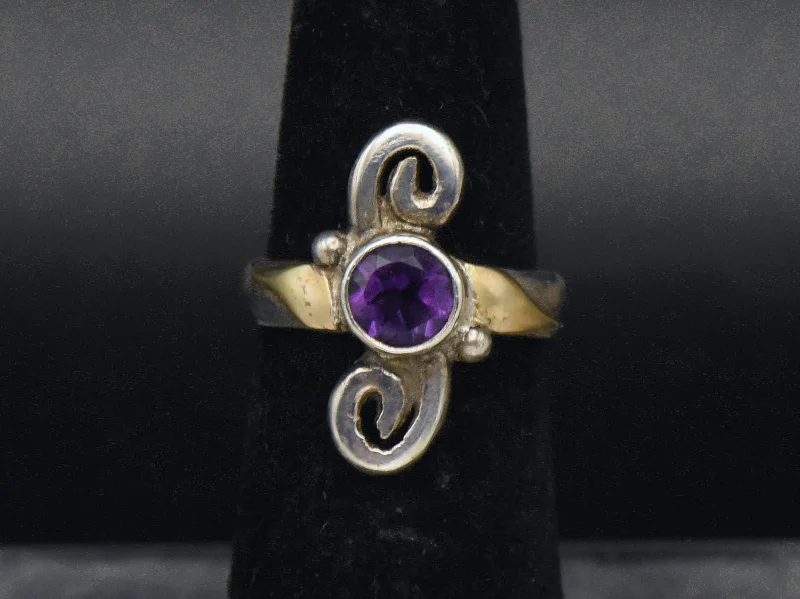 Forest Green Rings -Vintage Handmade Amethyst Sterling Silver Ring - Size 4.25