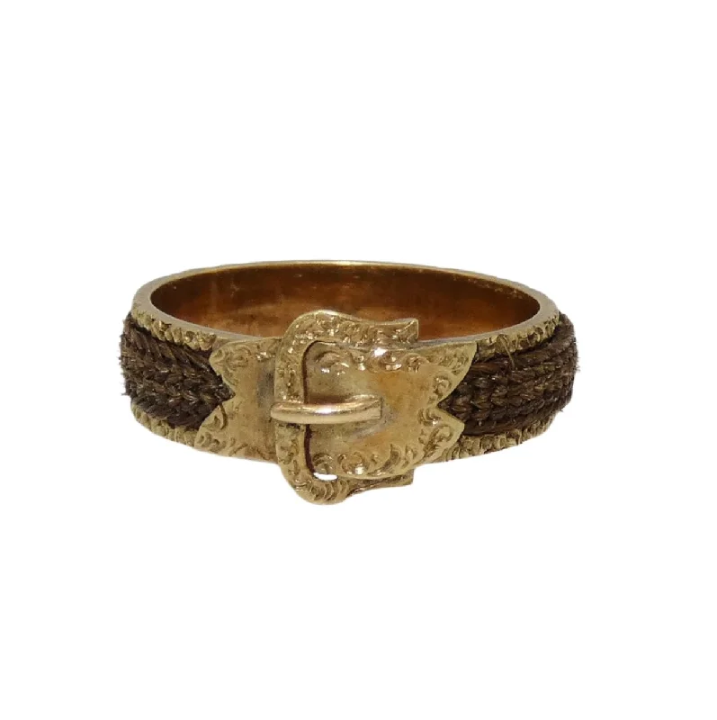 Wedding Band Rings -Mourning Belt Buckle 9K Gold Ring