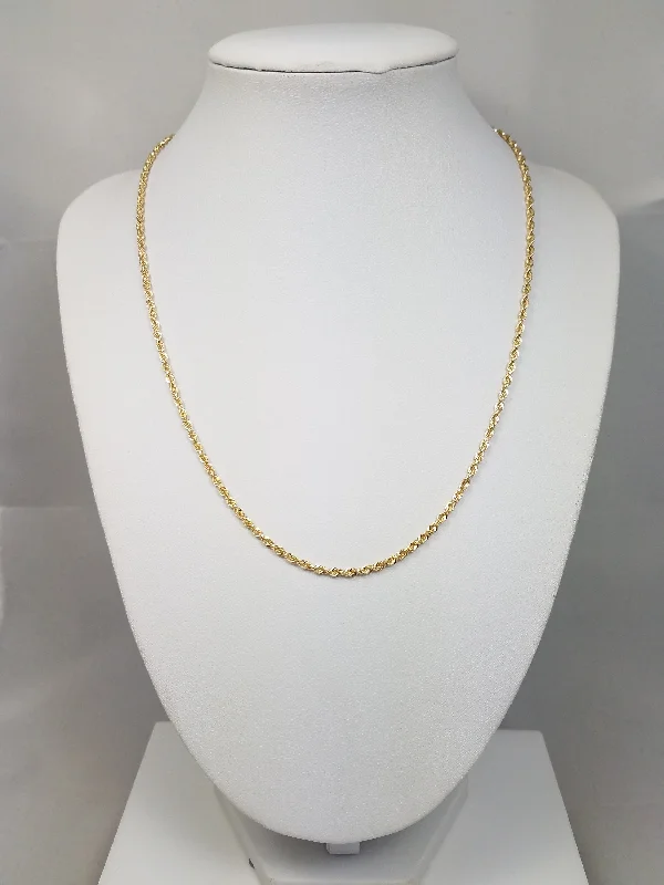 Ladies Necklaces Pure Simplicity-Solid 14k Yellow Gold Diamond Cut Rope Chain 18" Necklace - NEW!