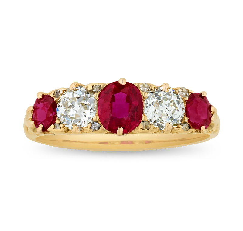 Twisted Band Rings -Untreated Burma Ruby and Diamond Ring