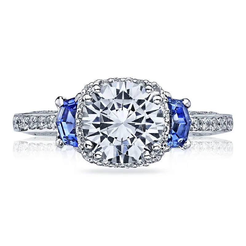 Inspirational Engagement Rings -Dantela | Round with Cushion Bloom 3-Stone Engagement Ring 2628RDSP