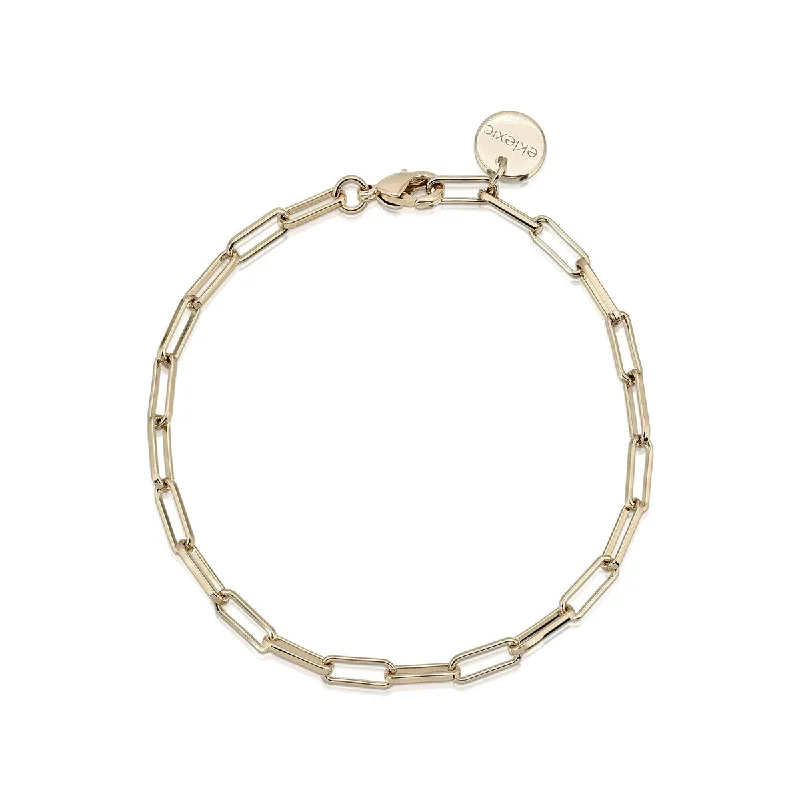 Ladies Oval Bracelets -Gold Plated Elongated Link Chain Bracelet