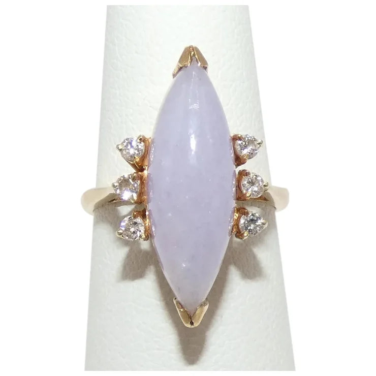 Horse Symbol Rings -14K Gold Lavender Jade Diamond Ring