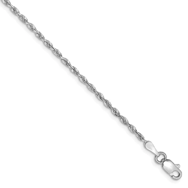 Ladies Delicate Bracelets -1.8mm, 14k White Gold D/C Quadruple Rope Chain Anklet or Bracelet