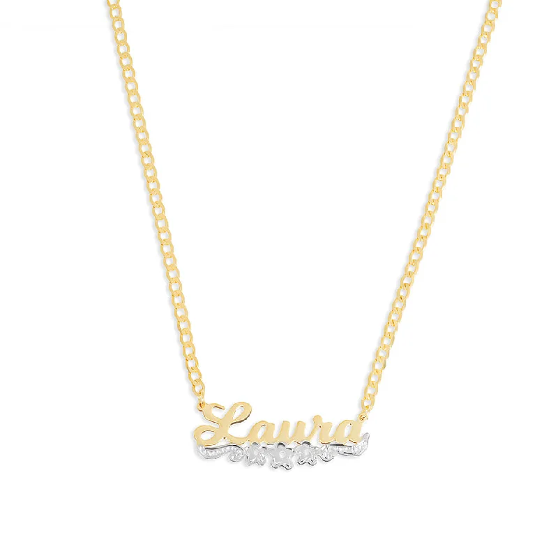 Ladies Necklaces for Trailblazers-THE CLASSIC FLOWER CUT NAMEPLATE NECKLACE