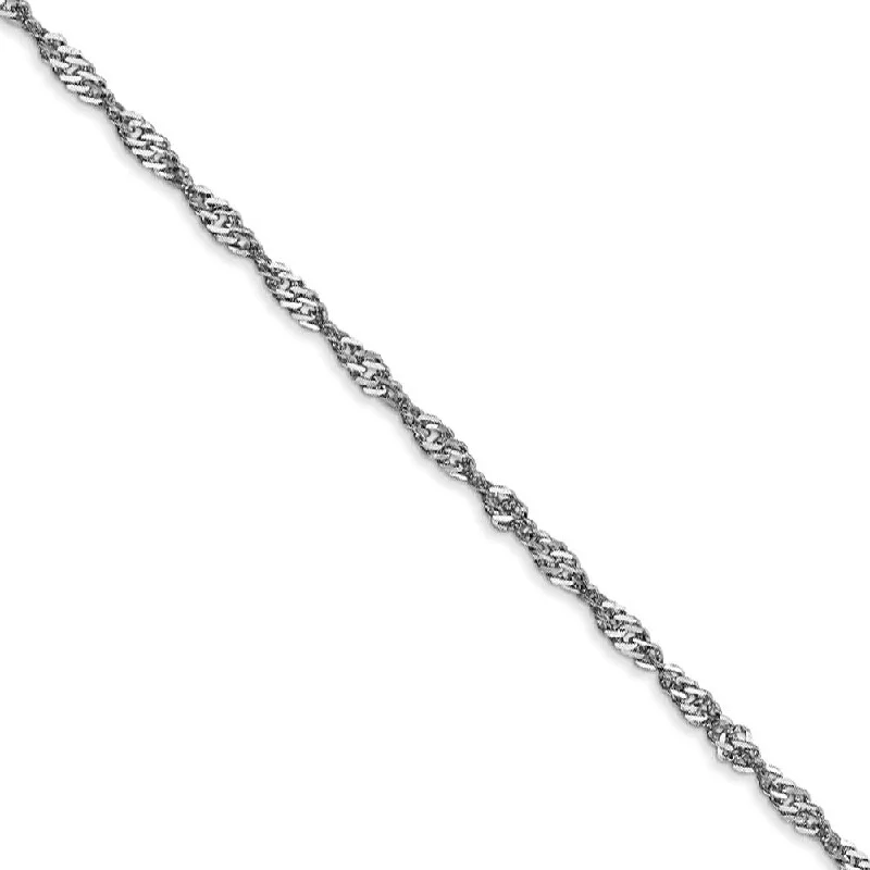 Ladies Dragon Bracelets -1.9mm 14k White Gold Diamond Cut Singapore Chain Bracelet & Anklet