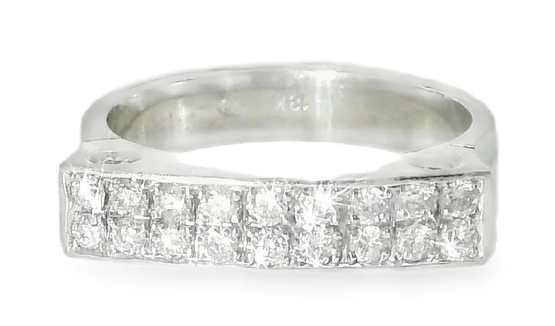 Gorgeous Estate 18K White Gold Pave Diamond Designer Ring Band