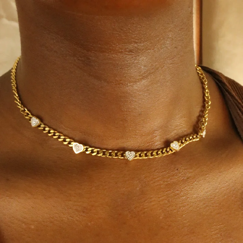 Ladies Necklaces for Office Style-Dr Brooke 18ct Gold Plated Stainless Steel Cuban Chain Necklace