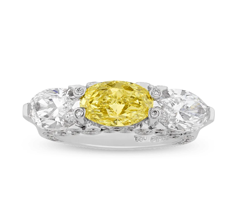 Spring Floral Rings -Fancy Yellow Diamond Ring, 1.81 Carats