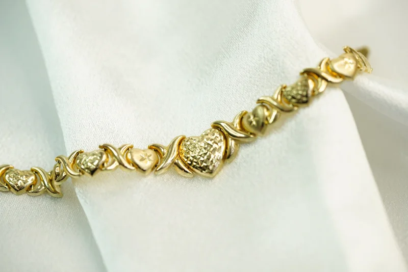 Ladies Yellow Bracelets -14k Big Heart XO Bracelet