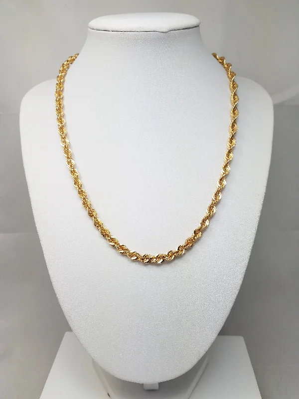 Ladies Necklaces for Shorelines-New! 18" 10k Yellow Gold Hollow Rope Chain Necklace