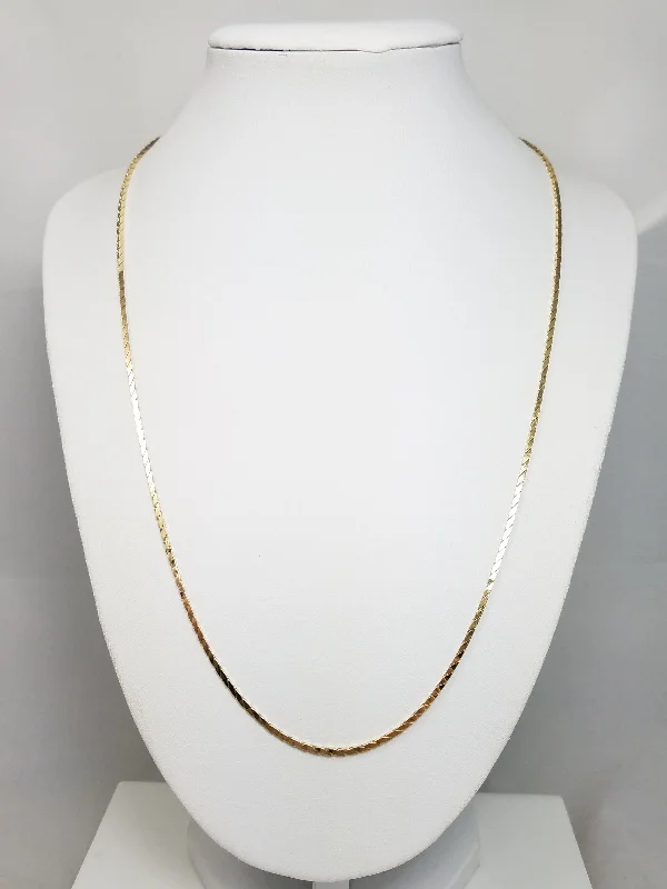 Ladies Necklaces with Shimmering Opal-Sparkly 21" Solid 14k Yellow Gold Fancy Link Chain Necklace