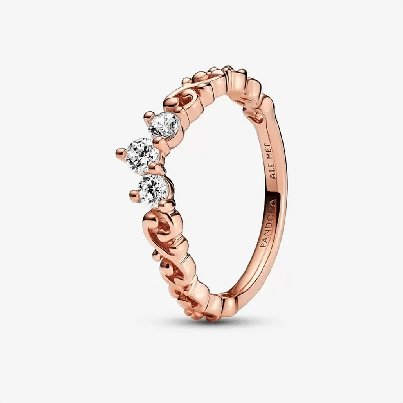 Abstract Art Rings -PANDORA : Regal Swirl Tiara Ring - Rose Gold Plated