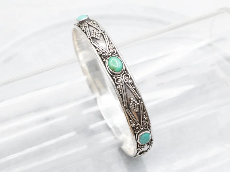 Ladies Jade Bracelets -Boho Sterling Silver Turquoise Bangle Bracelet