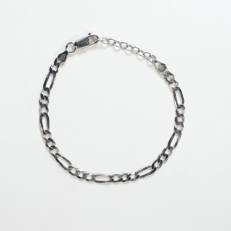 Ladies Stacking Bracelets -Silver Flat Figaro Chain Bracelet