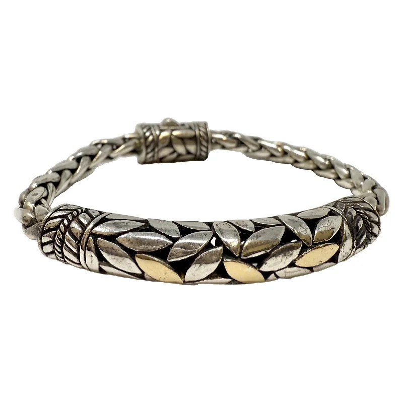 Ladies Evening Bracelets -Sterling Silver Wheat  Bracelet with 18K Gold Accent