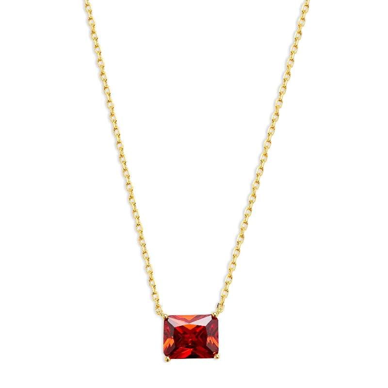 Ladies Necklaces Abstract Shapes-THE RED SOLITAIRE EMERALD NECKLACE