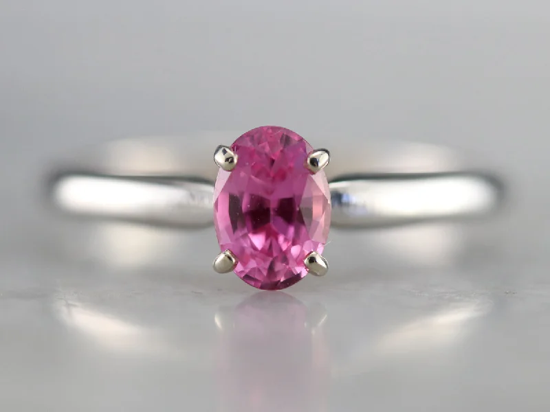 Classic Engagement Rings -Pink Sapphire Platinum Solitaire Engagement Ring