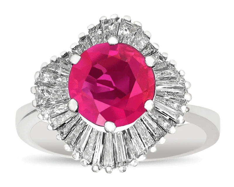 Geometric Shape Rings -Ruby Ballerina Ring, 2.82 Carats