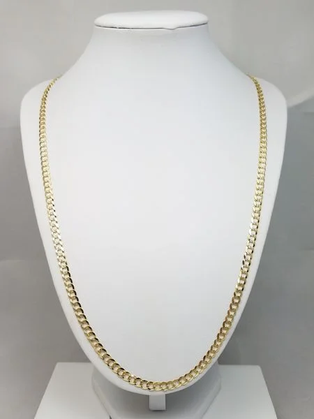 Ladies Necklaces with Brick Spinel-Dapper 24" Solid 14k Yellow Gold Fancy Curb Link Chain Necklace