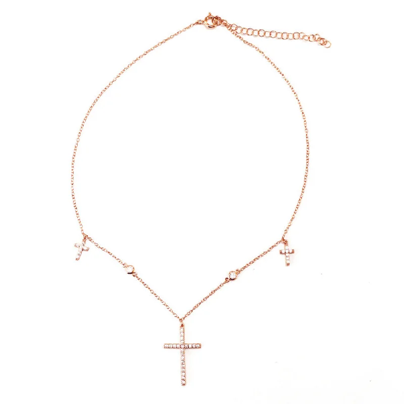 Ladies Necklaces for Chilly Seasons-THE DAINTY CROSS CHOKER NECKLACE