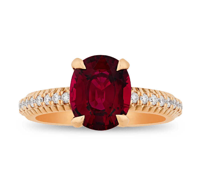 Swarovski Crystal Rings -Fluted Ruby Ring, 3.08 carats