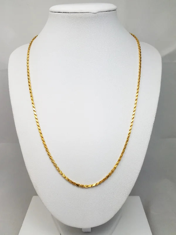 Ladies Necklaces with Wave Charm-Cool 20" Solid 24k Yellow Gold Fancy Link Chain Necklace