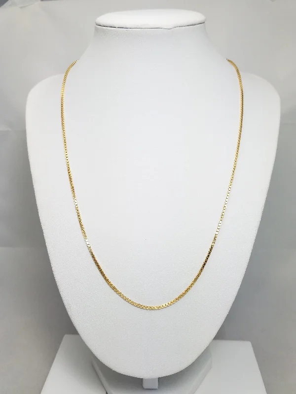 Ladies Necklaces with Sea Beryl-Classic 18k Yellow Gold Solid Box Link 20" Necklace