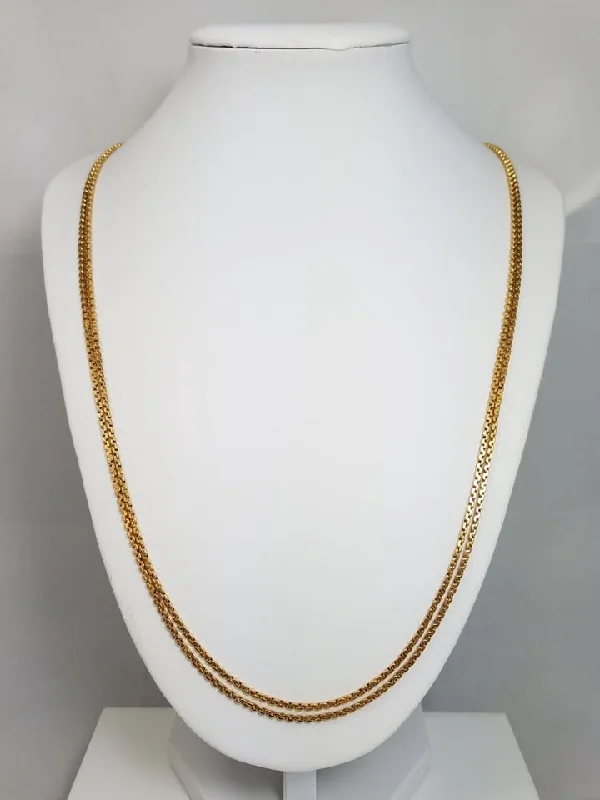 Ladies Necklaces with Blue Chalcanthite-Magnificent Layered Double Chain 21k Gold 28" Necklace