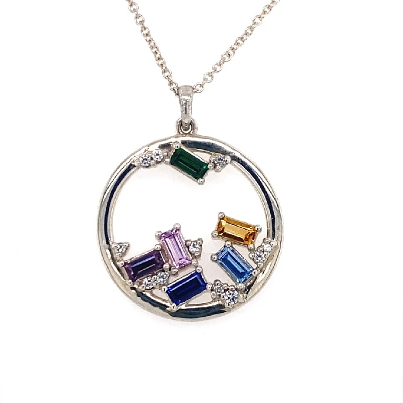 Ladies Necklaces for Leaders-Six Stone Birthstone Family Necklace in Silver