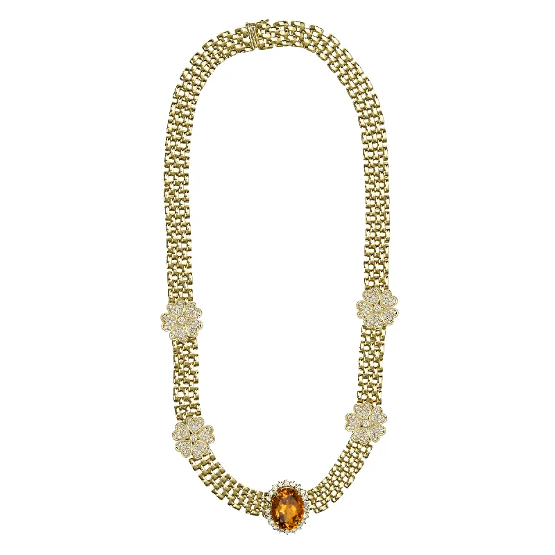 Ladies Necklaces Extra Long-Necklace - Citrine And Diamond (2363A)