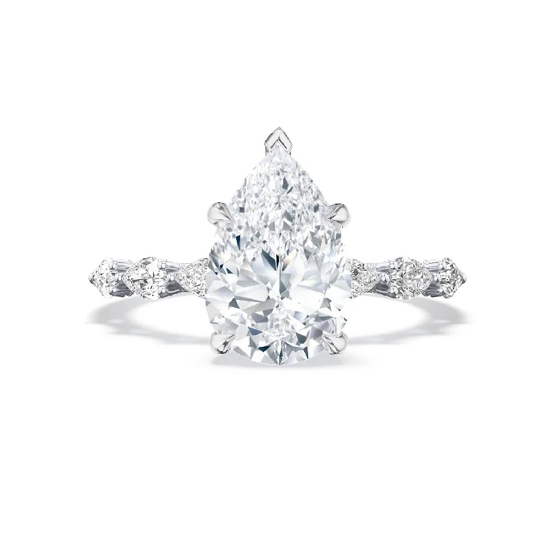 Striking Engagement Rings -Sculpted Crescent | Pear Solitaire Engagement Ring 2687ps10x7