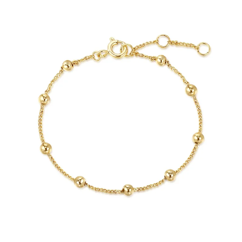 Ladies Coastal Bracelets -Gold Plated Micro Bead and Chain Bracelet