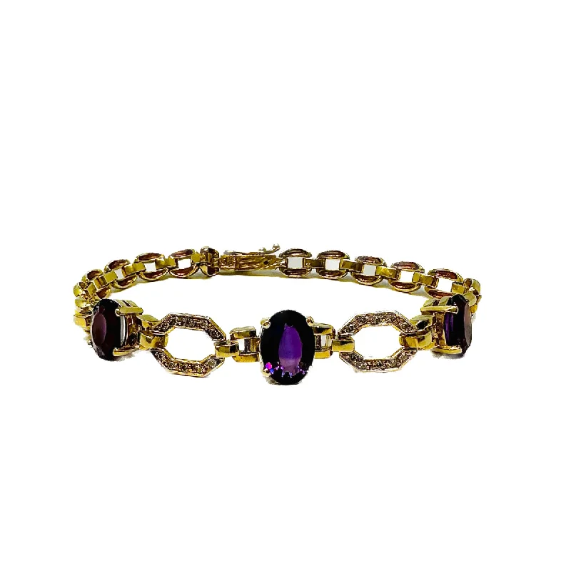 Ladies Mermaid Bracelets -18K Gold Bracelet with Amethyst and Diamonds