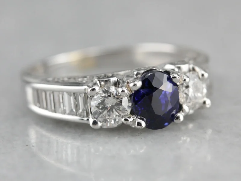 Peace Engagement Rings -Sapphire and Diamond Engagement Ring