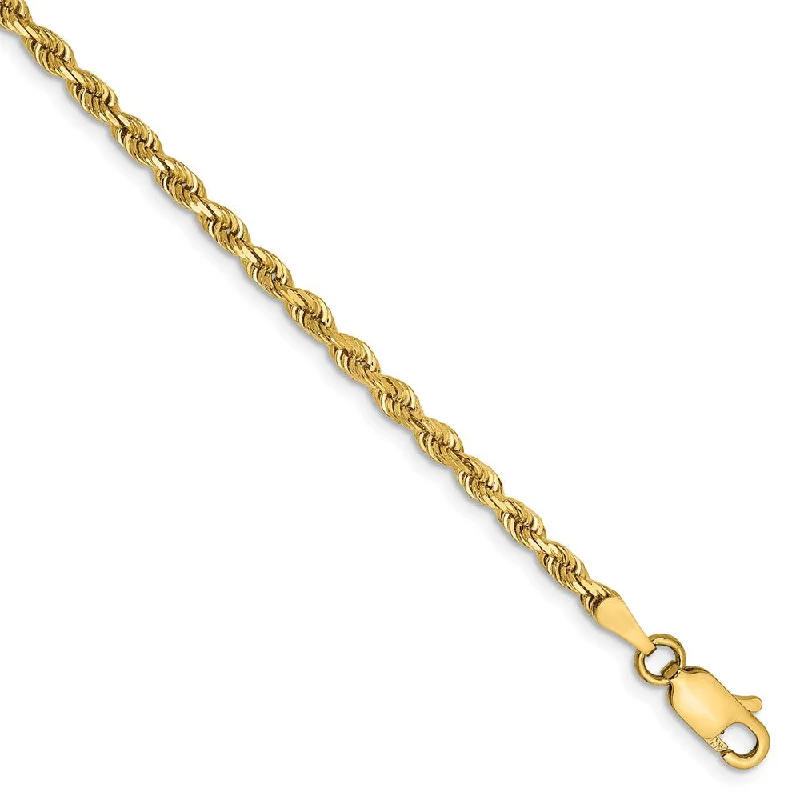 Ladies Strength Bracelets -2.75mm, 14k Yellow Gold, D/C Quadruple Rope Chain Anklet or Bracelet