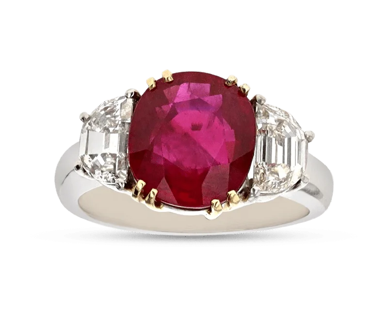 Twisted Band Rings -Burma Ruby Ring, 4.07 Carats