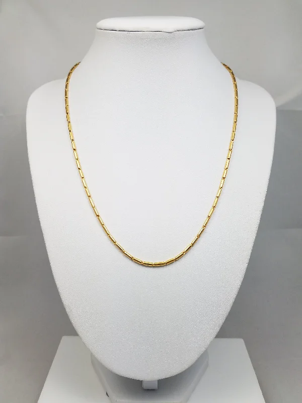 Ladies Necklaces Glossy Shine-Special 23k Yellow Gold Hollow Baht Link 18" Necklace