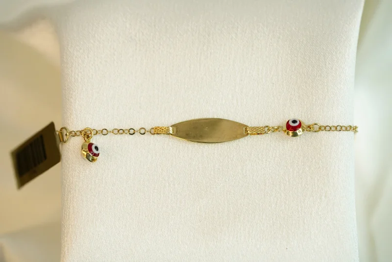 Ladies Dainty Bracelets -14k ID Bracelet with Two Eye