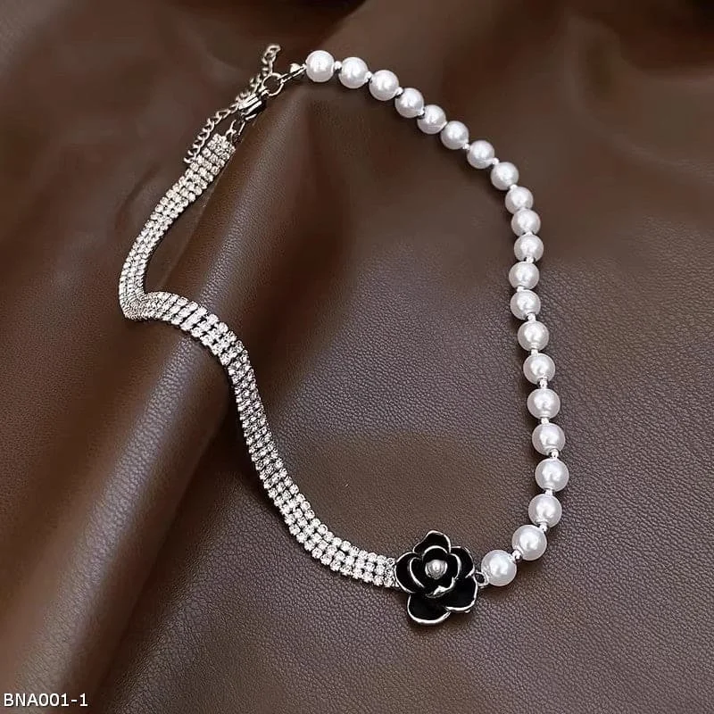 Ladies Necklaces Extra Long-Camellia pearl choker necklace