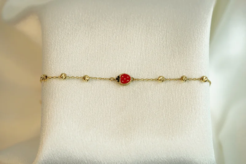 Ladies Red Bracelets -14k Ladybug Baby Bracelet