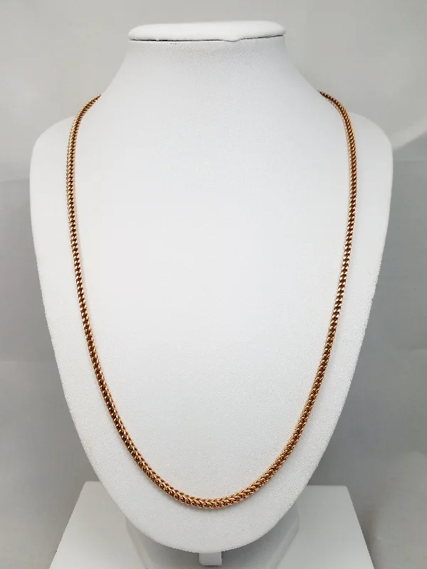 Ladies Necklaces with Crimson Zincite-Smooth 22" Hollow 10k Yellow Gold Franco Link Chain Necklace