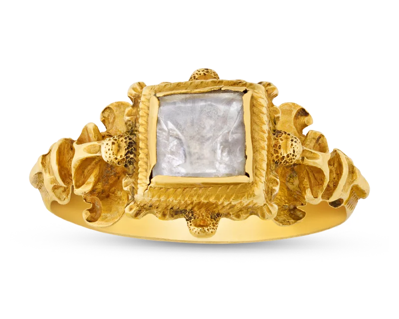 White Gem Rings -Renaissance Rock Crystal and Gold Ring