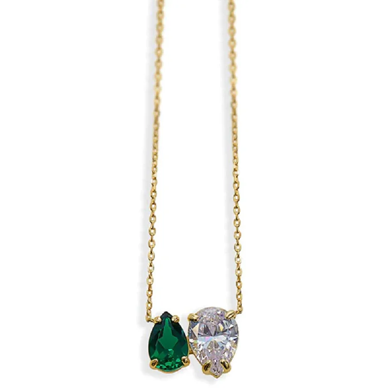 Ladies Necklaces with Teal Turquoise-THE GREEN EMERALD PEAR NECKLACE