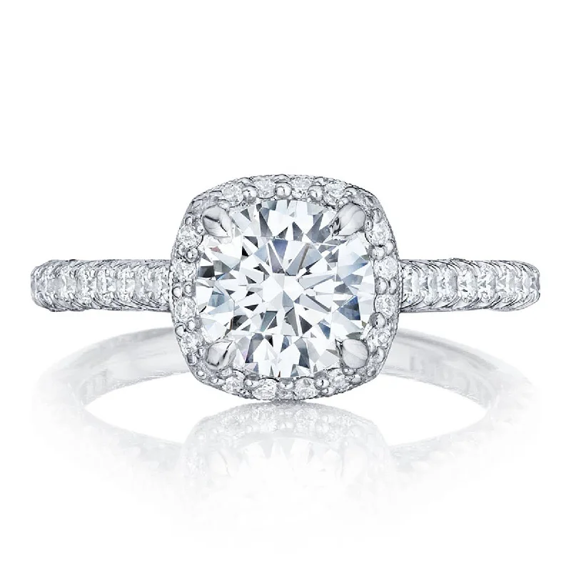 Timeless Engagement Rings -Petite Crescent | Round with Cushion Bloom Engagement Ring HT2547CU65