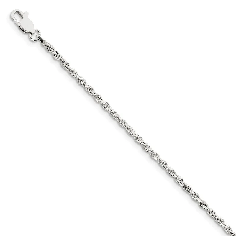 Ladies Square Bracelets -2.25mm Sterling Silver Diamond Cut Solid Rope Chain Anklet or Bracelet