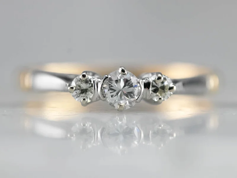 Matching Engagement Rings -Retro Era Two Tone Diamond Engagement Ring