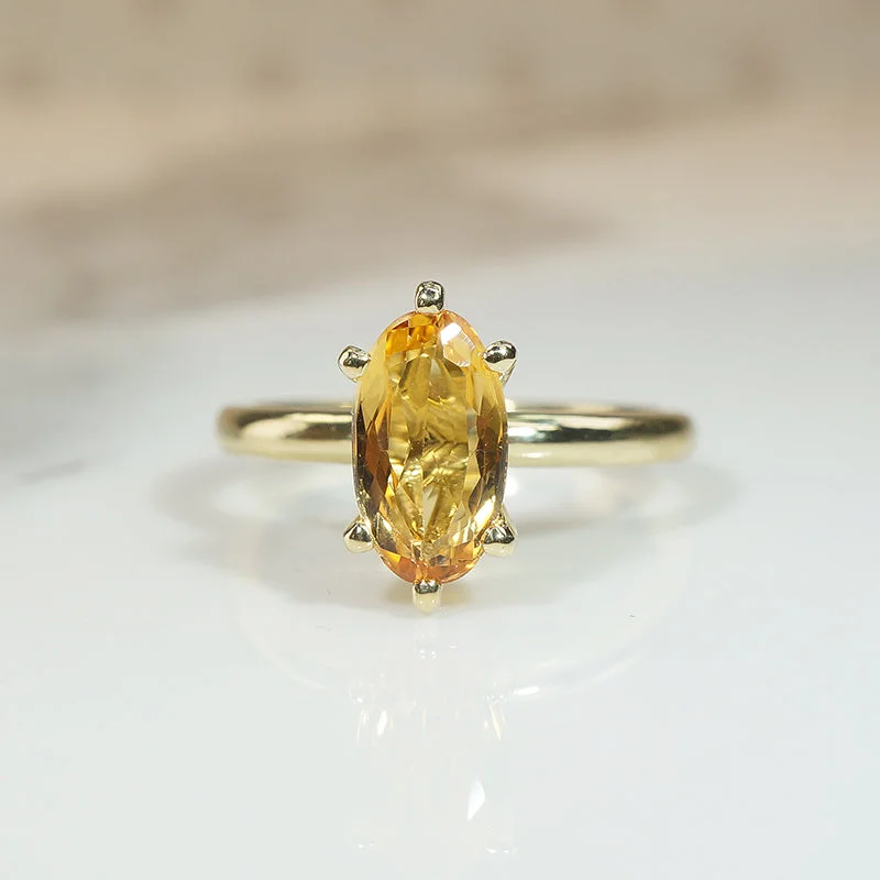 Asymmetrical Style Rings -Pure Gold Imperial Topaz Solitaire Ring by 720